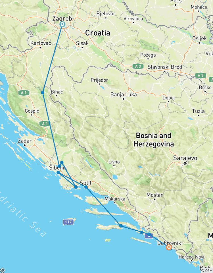 Best of Croatia - Fly and Drive, parcs nationaux, culture et îles dalmates circuit