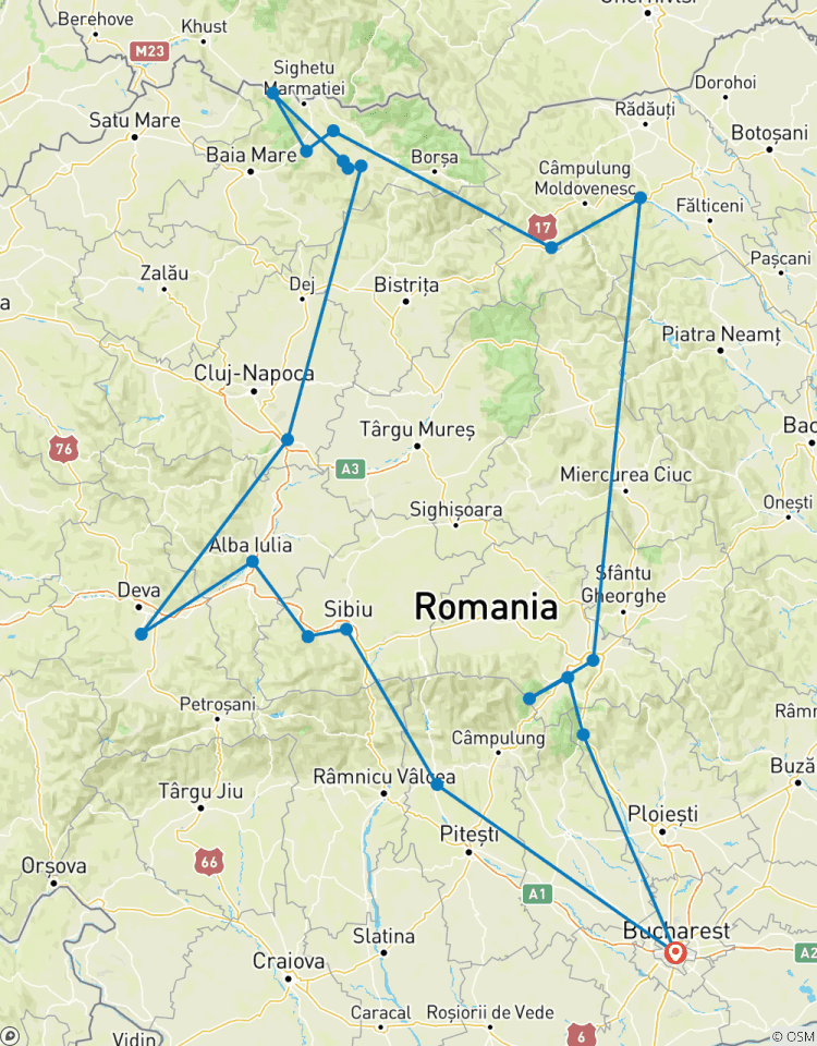 Circuit privé de 11 jours en Transylvanie, Apuseni, Maramures et Bucovine avec prise en charge et retour à l\'hôtel circuit