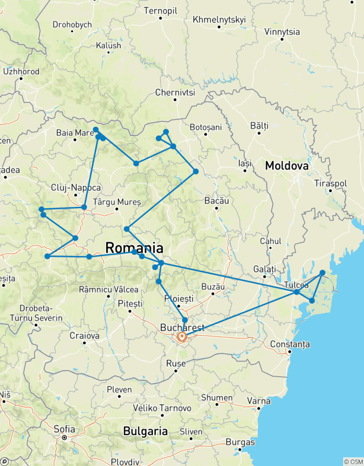 Circuit privé de 15 jours dans le delta du Danube, en Transylvanie, dans le Maramures et en Bucovine avec prise en charge et retour à l\'hôtel circuit