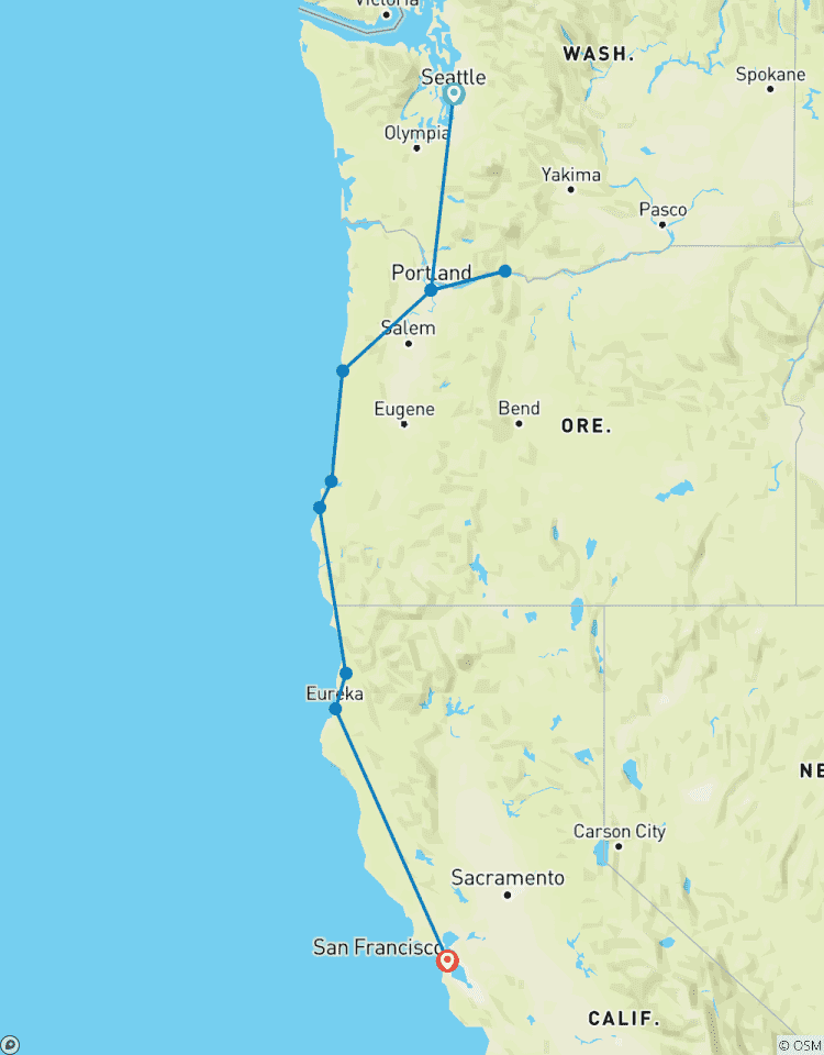 Pacific Northwest & California featuring Washington, Oregon and California (Seattle, WA to San Francisco, CA) (2027) Tour