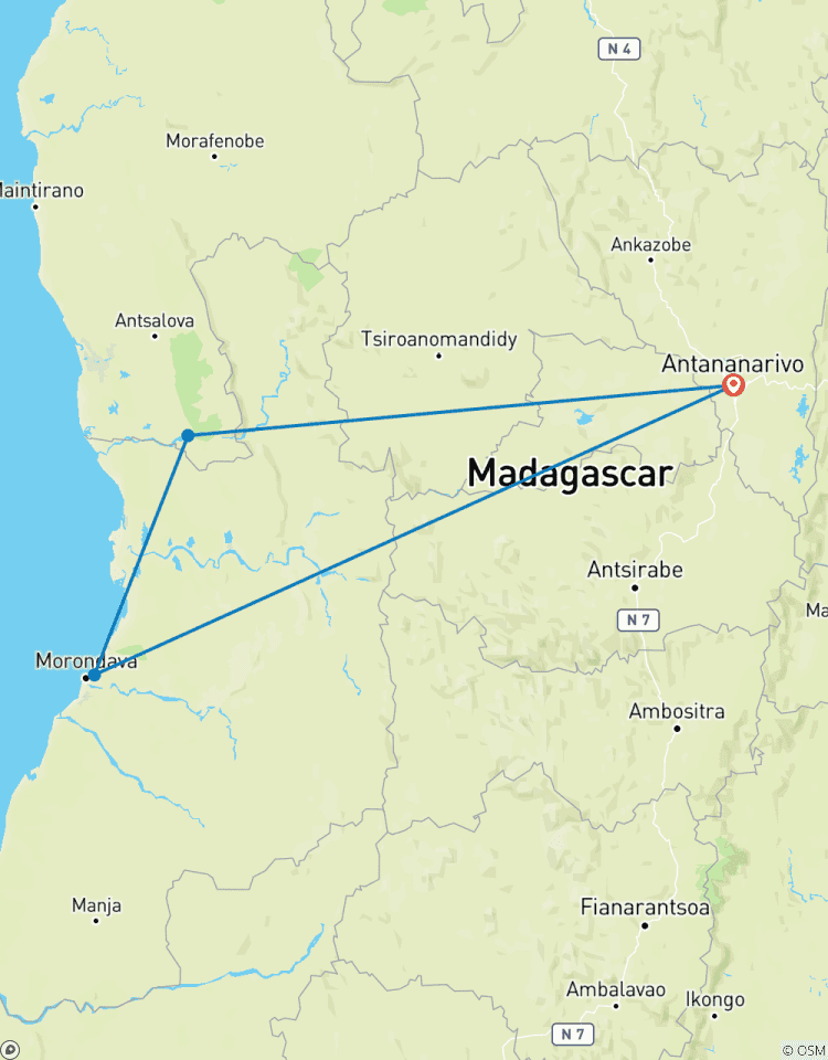 7 jours Meilleur Tour de Madagascar avec Avenue des Baobabs et Lémurien (Guide Privé & Jeep) circuit
