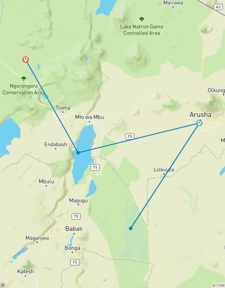 Circuito Circuito en grupo de 3 días por los parques de tarangire, el cráter del Ngorongoro y el lago manyara