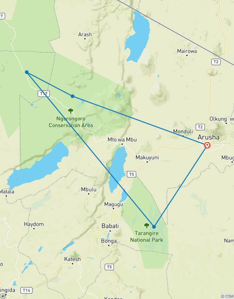 Circuito Safari en grupo 4 días Tarangire Serengeti y Ngorongoro