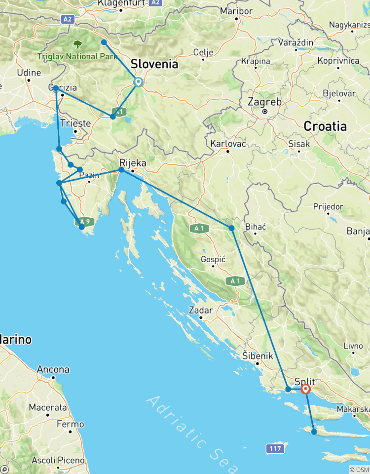 Privé - Balkan étendu de Ljubljana à Split circuit