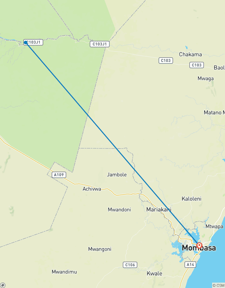 Circuito Safari nocturno a Tsavo este desde Diani