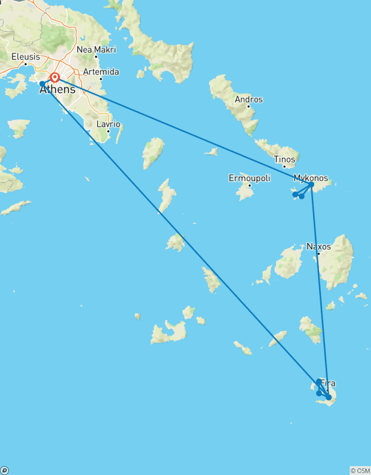 Athens, Mykonos & Santorini: 7-Day Private Tour with Food Experiences Tour