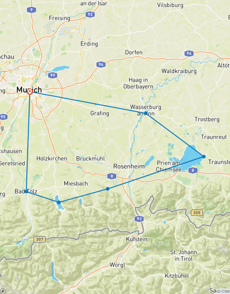 Tour des lacs de Munich - Magie des lacs en bordure des Alpes Est avec transfert des bagages circuit