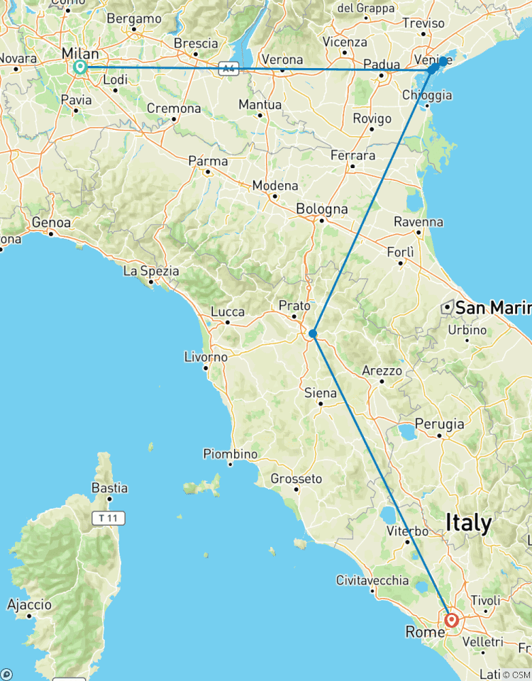Milaan, Venetië, Florence & Rome - 3* hotels - een CO2-arme rondreis per trein-rondreis