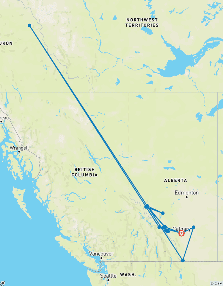 Circuit d\'aventure de 7 jours dans les Rocheuses de l\'Alberta : Parcs nationaux de Banff, Jasper, Yoho, Waterton et Drumheller circuit