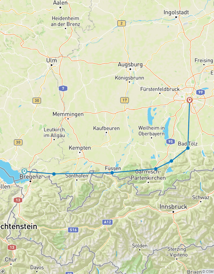 Lake Constance-Königssee Cycle Tour: Lindau - Munich with Luggage Transfer Tour