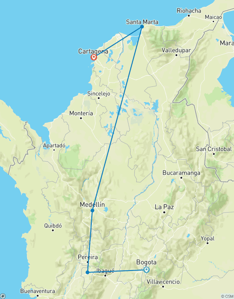 Service privé I Le grand tour de la Colombie : Bogotá, la région du café, Medellín, Tayrona et Cartagena - Vols intérieurs inclus circuit