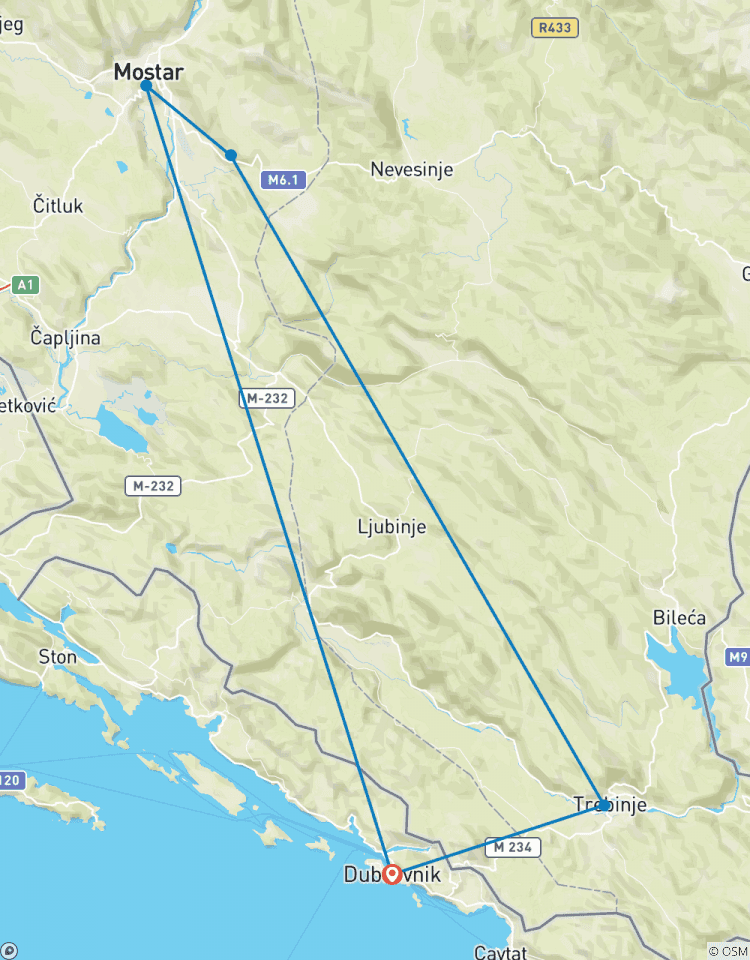 Alle seizoenen 2 dagen Bosnië ontdekkingstocht vanuit Dubrovnik. Trebinje, Tvrdos, Zavala, Radimlja, Blagaj, Mostar. UNESCO plaatsen. Natuur. Architectuur. Cultuur. Wijn. Keuken.-rondreis