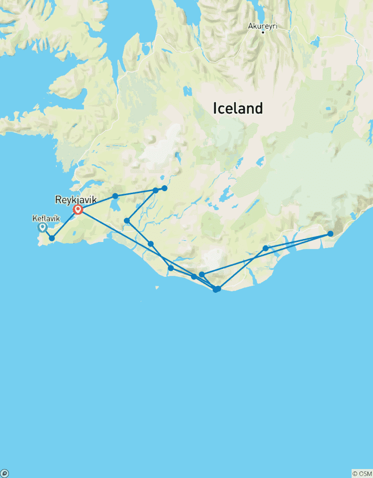 Circuit de 6 jours en autotour à Reykjavik, au Cercle d\'or et dans le sud de l\'Islande (hiver) circuit