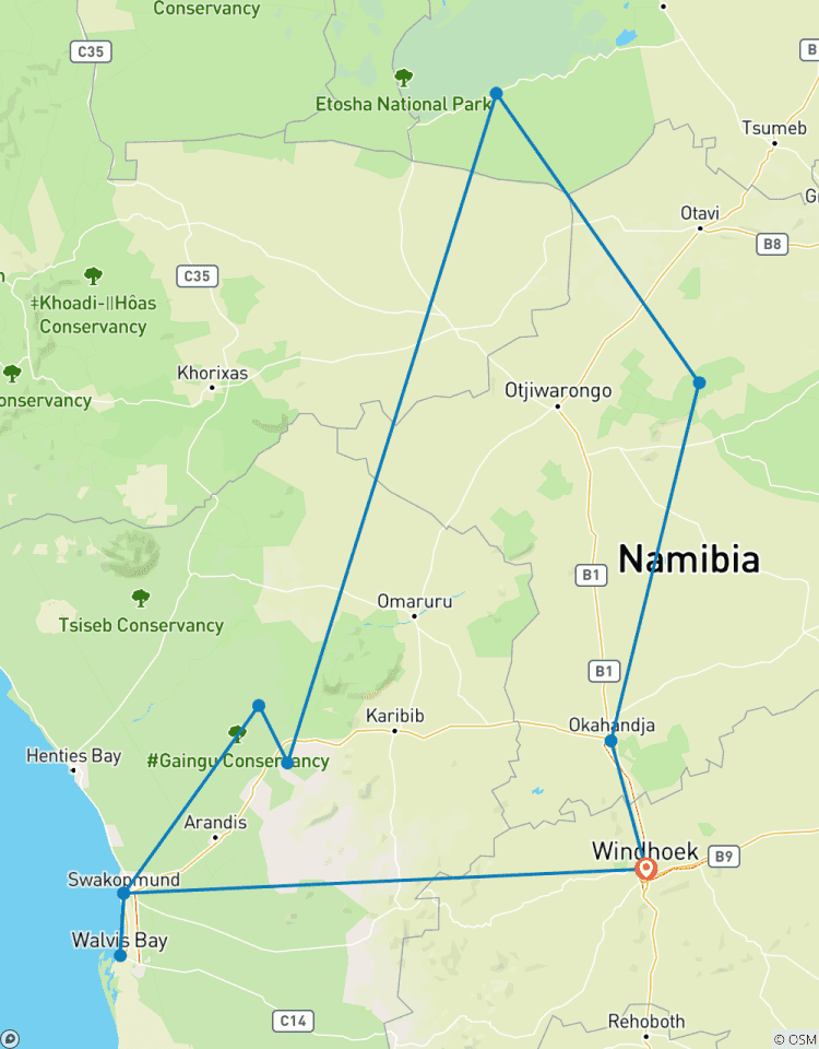 Circuito Bellos Contrastes del norte de Namibia, circuito privado - bajo petición