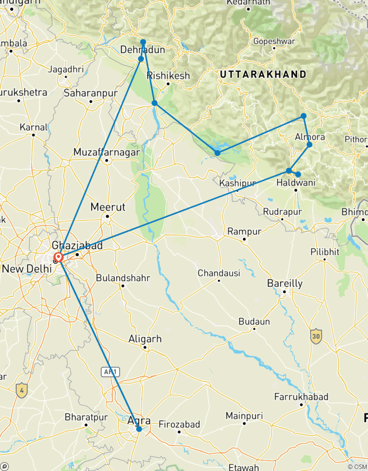 Private 12 Tage Utranchal & Corbett National Park mit Taj Mahal mit dem Auto von Neu Delhi Rundreise