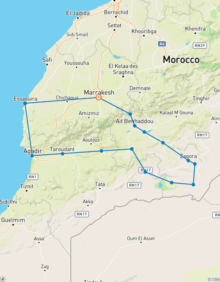 Circuito Excursión por el Desierto del Sáhara 9 días De Marrakech A Ouarzazate , Desierto del Sáhara de Erg Chegaga , Essaouira