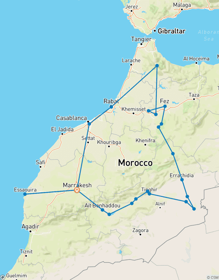 Circuito Tour 12 Días por el Desierto de Marruecos desde Marrakech - Explora los mejores lugares de Marruecos y el desierto del Sahara de Merzouga.