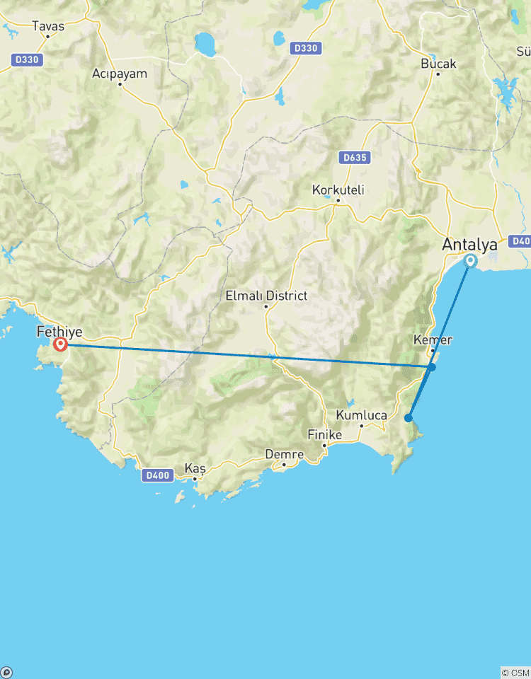 Parcourez les points forts de la voie lycienne circuit