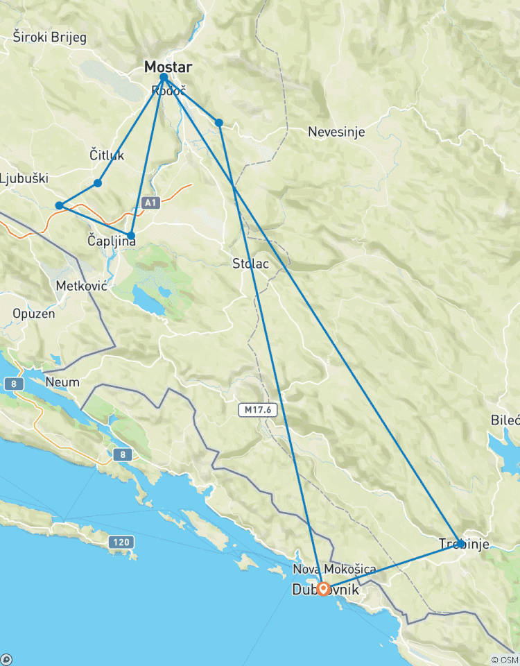 Ontdek de schoonheid van Bosnië in een 4-daagse rondreis alle seizoenen vanuit Dubrovnik. Bezoek Ottomaanse forten, oude orthodoxe kloosters, oude ommuurde steden, Kravica Waterval en Vjetrenica Grot. UNESCO sites. Natuur. Architectuur. Cultuur. Keu…-rondreis
