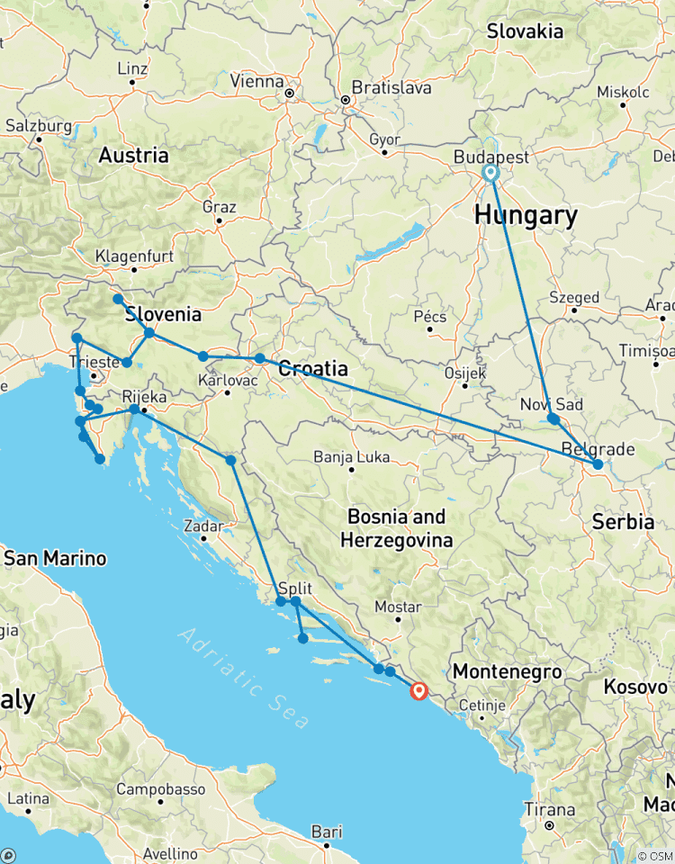 Petit groupe : Les Balkans étendus - De Budapest à Dubrovnik circuit