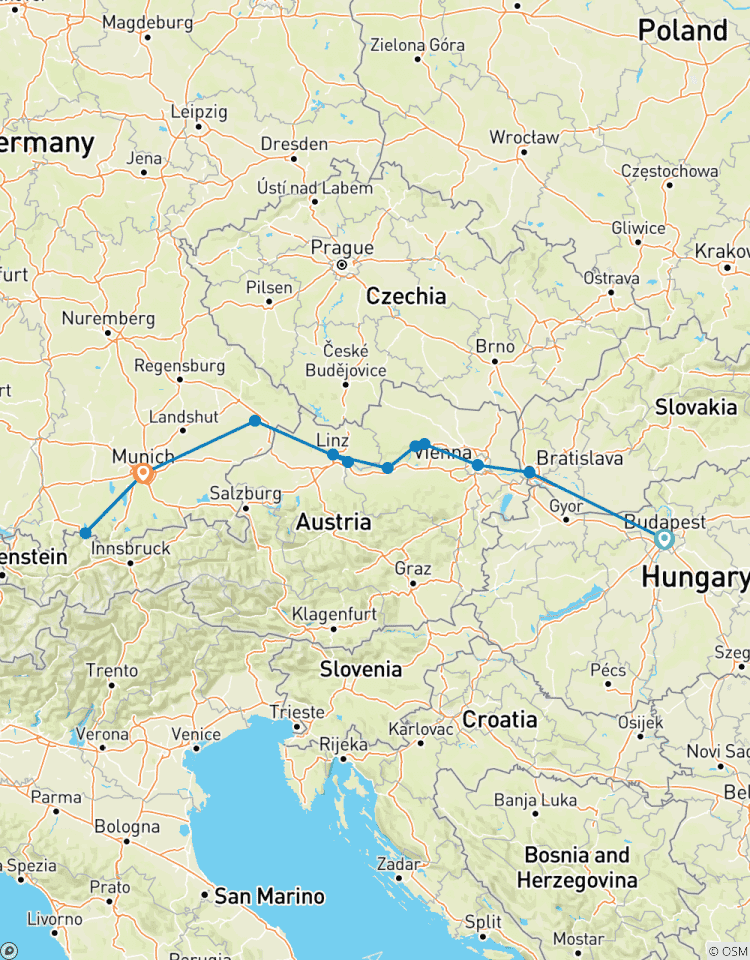 Circuito Sinfonía del Danubio con 1 noche en Budapest y 2 noches en Múnich (en dirección oeste) 2026