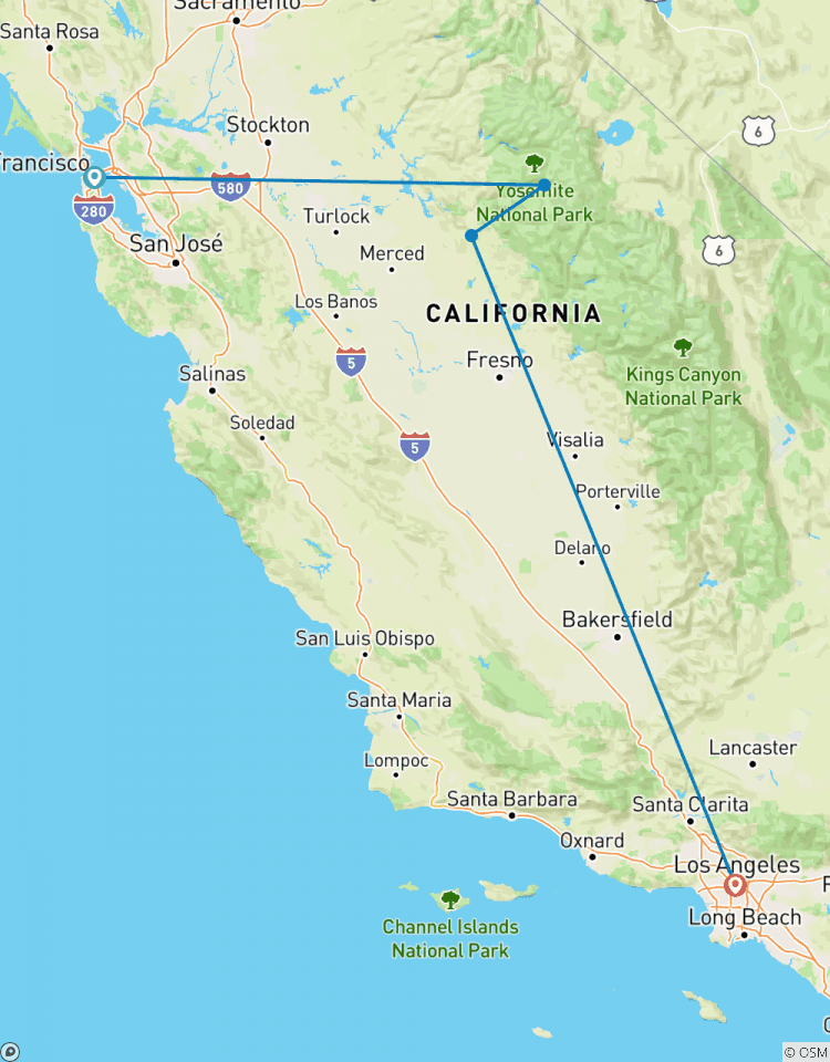 Circuito Viaje por carretera a EE.UU. - senderismo en Yosemite y surf en Cali