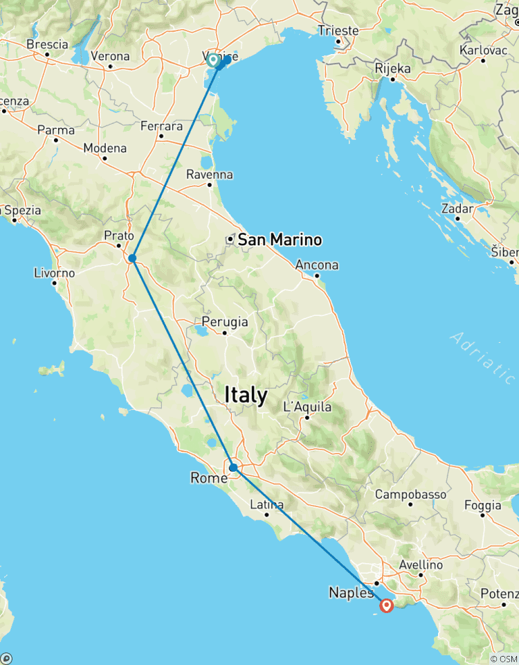 Venetië, Florence, Rome, Sorrento: essentiële (3* hotels) koolstofarme rondreis per trein-rondreis
