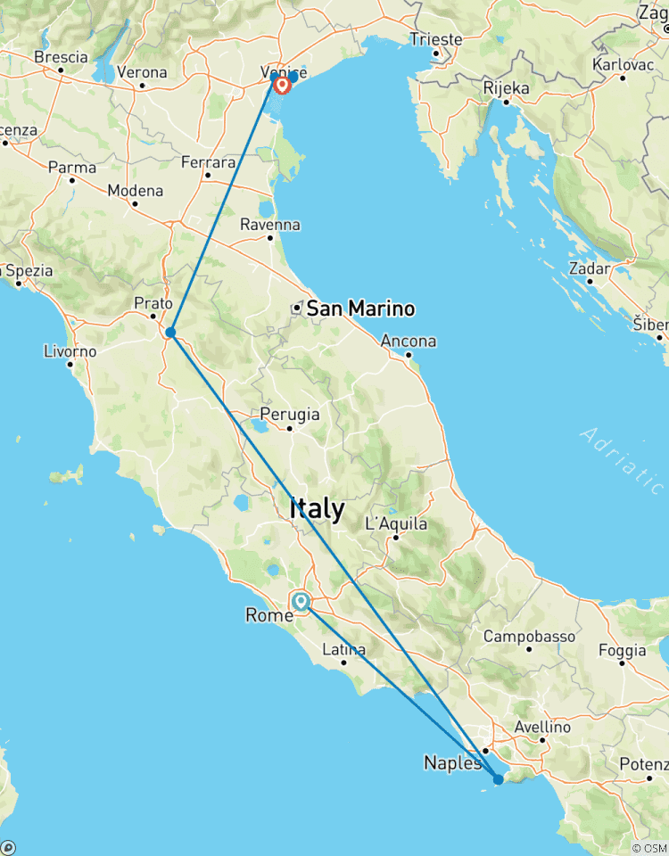 Rome, Sorrento, Florence, Venetië: essentiële (3* hotels) koolstofarme rondreis per trein-rondreis
