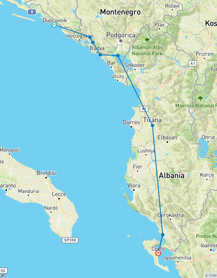 Circuito Sur de Europa: Montenegro, Corfú y Fortalezas Medievales