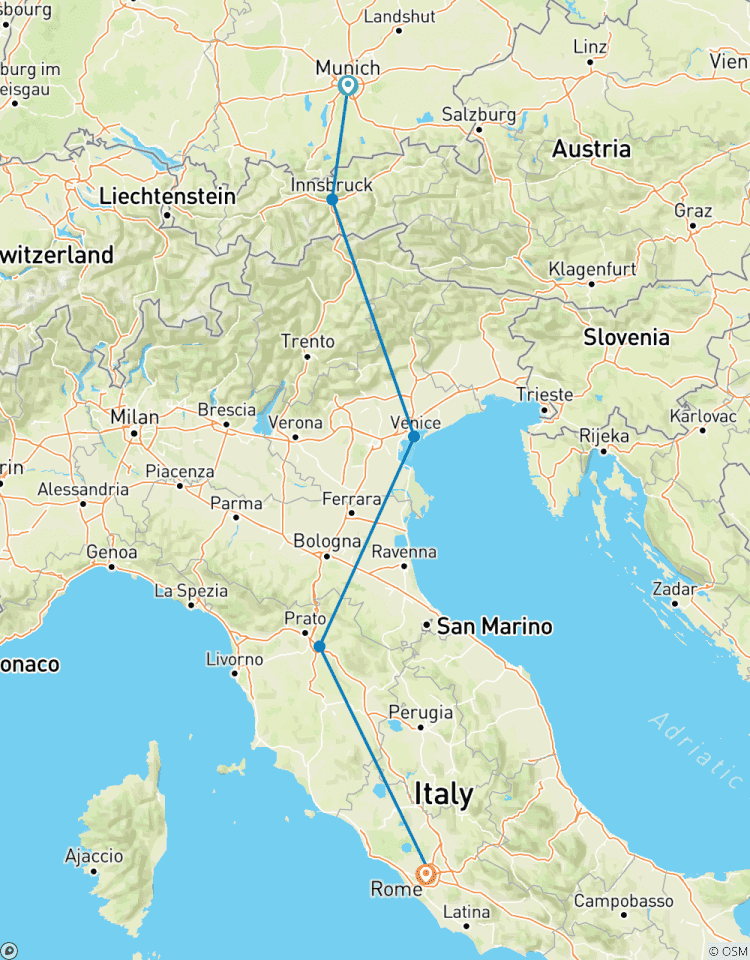 Europe occidentale et centrale : Venise, les Alpes et les saveurs de Rome circuit