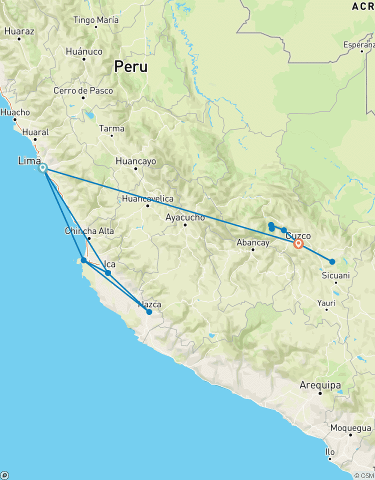 Le Pérou dans son ensemble : Villes, déserts et ruines incas circuit