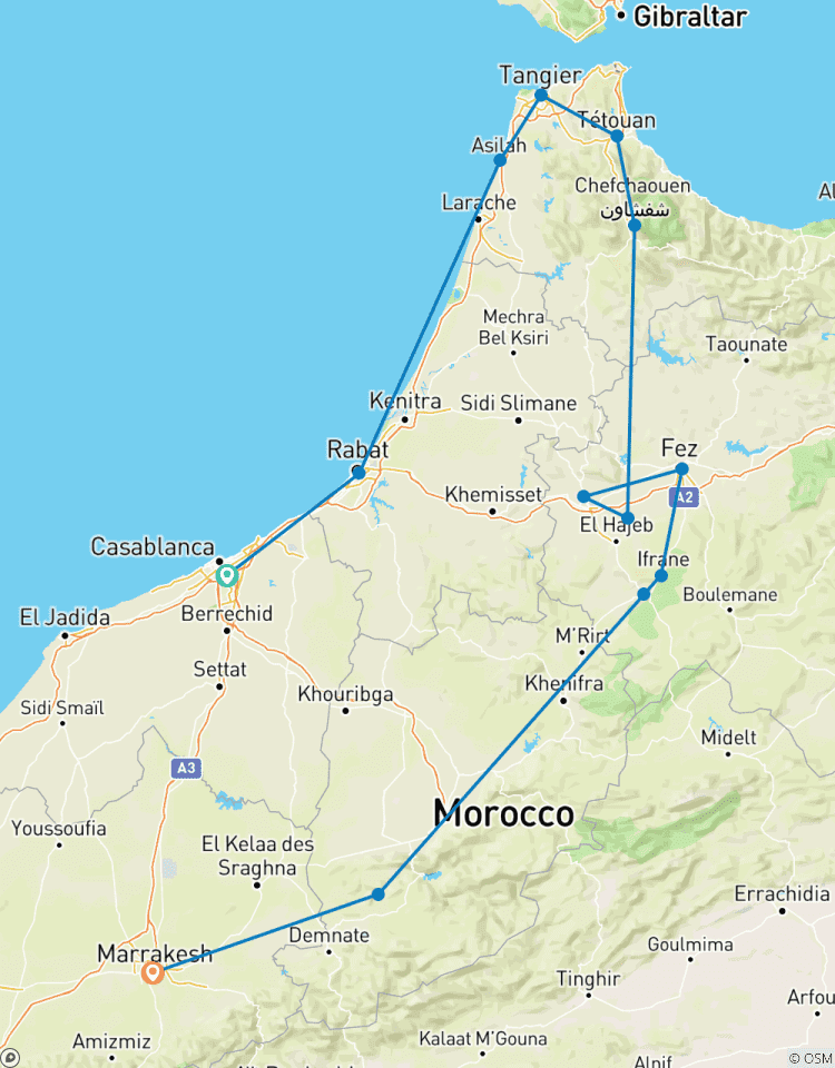 Circuit de 9 jours de Casablanca à Marrakech en passant par les cascades d\'Ouzoud circuit