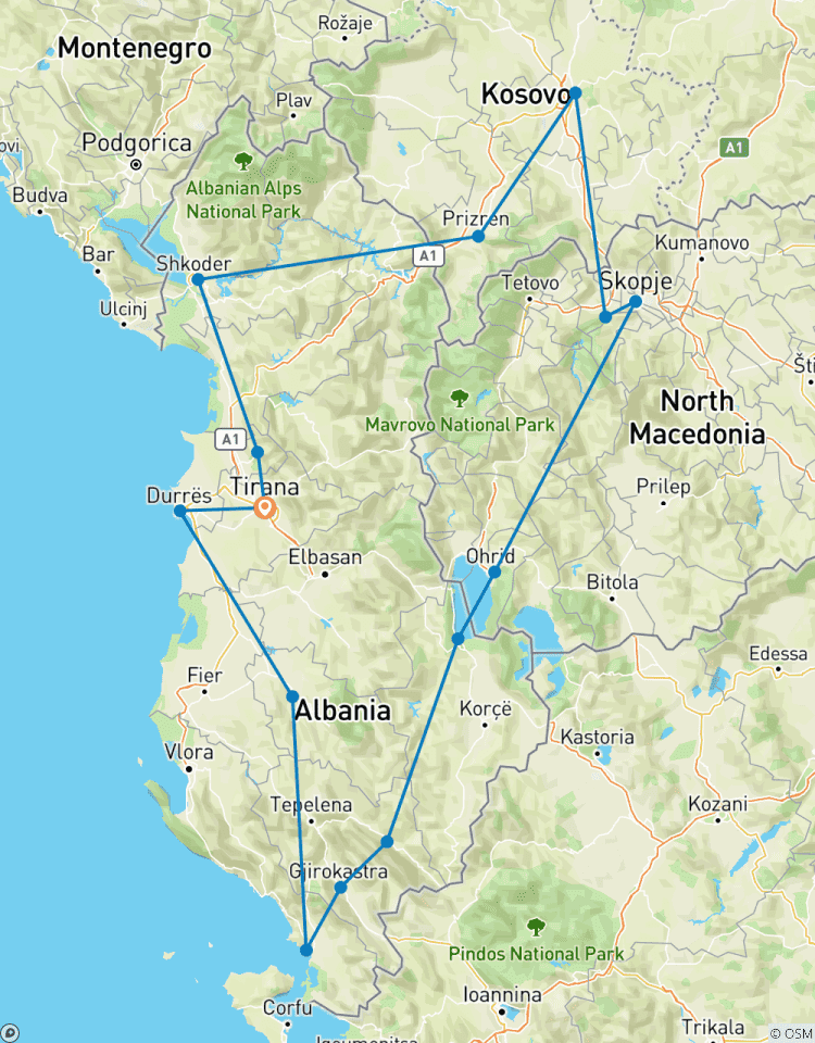 Circuito Visita los Balcanes: 7 días por Albania, Macedonia del Norte y Kosovo