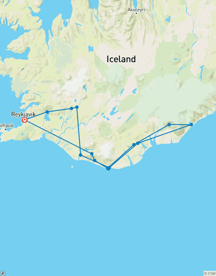 5 jours - aurores boréales, cercle d\'or, côte sud, Jökulsárlón et grotte de glace circuit