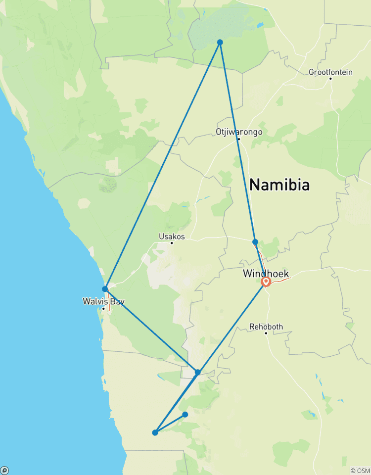 Explorez Etosha, Swakopmund et Sossusvlei - 6 jours - Lodge privé avec guide circuit