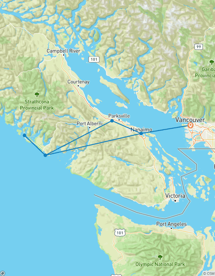 Vancouver à Nanaimo, Ucluelet, Tofino 2 Jours Tour de la ville portuaire Privé circuit