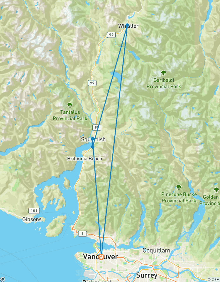 Circuito Circuito de 2 días a Whistler y Squamish desde Vancouver