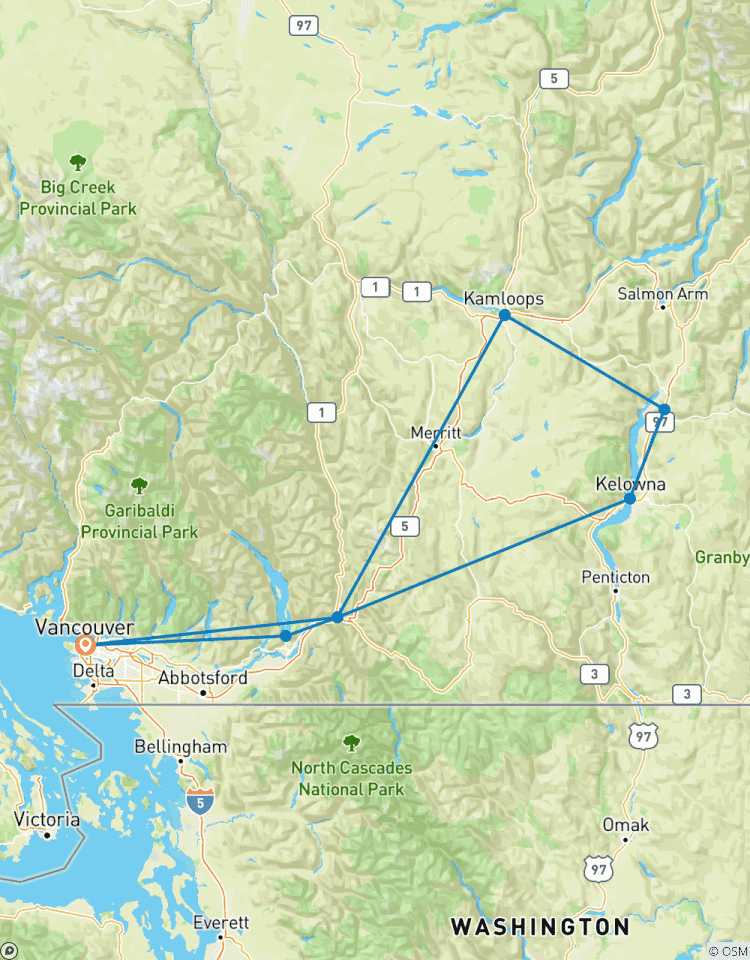 Rondreis naar Vancouver, Kelowna, Okanagan Lake, Vernon & Kamloops - 2 dagen-rondreis