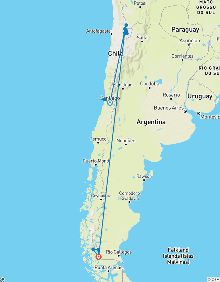 Santiago de Chile, Atacama Desert and Torres del Paine Tour