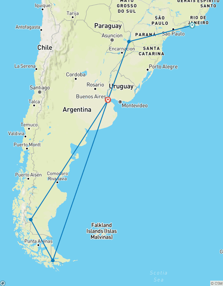 From Rio de Janeiro to Argentinian Patagonia Tour
