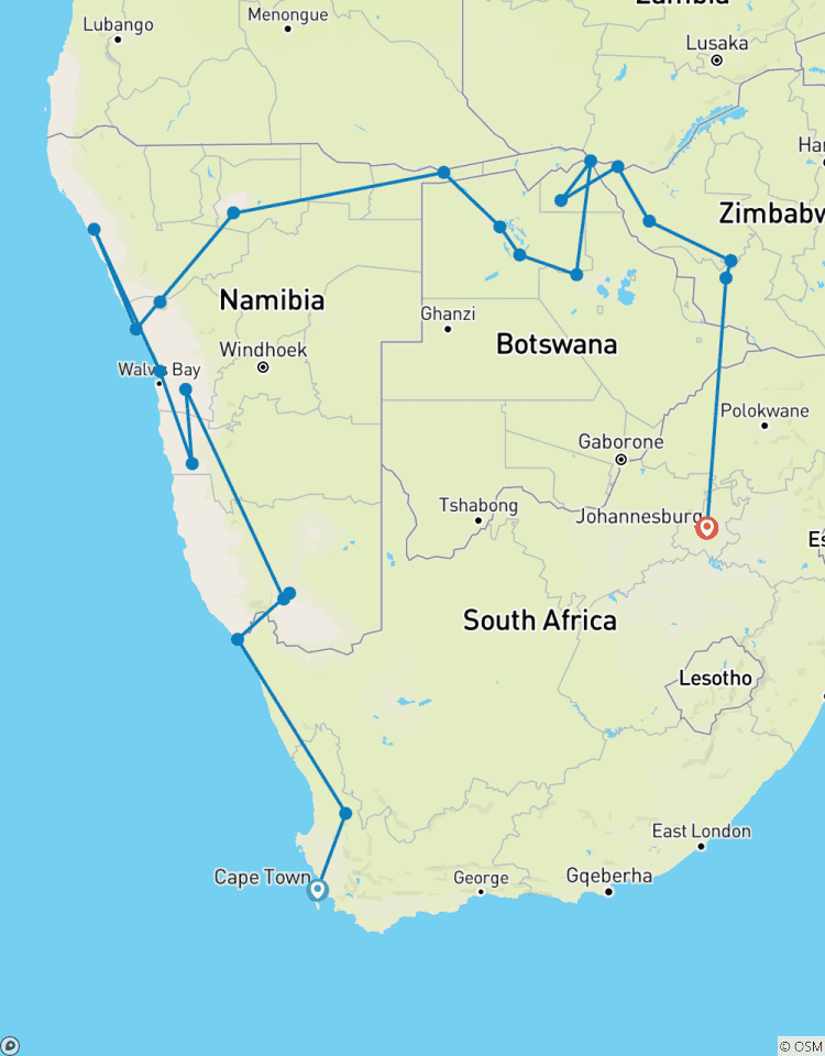 24 Day Cape Town to Johannesburg via Victoria Falls Explorer (Accommodated) - (Namibia, Botswana, Zimbabwe & South Africa) Tour