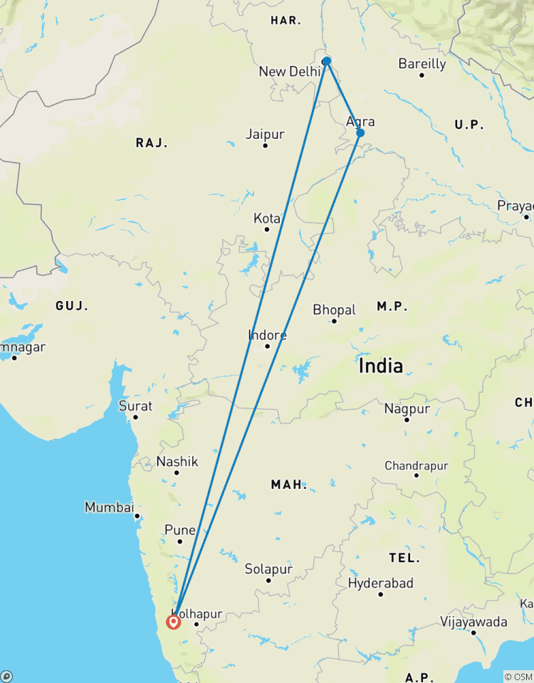 Circuito Desde Goa: circuito privado nocturna al Taj Mahal con vuelo y hoteles