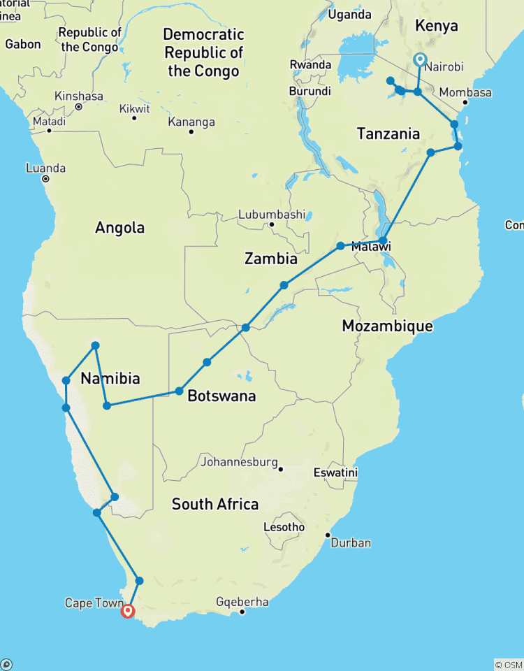 Nairobi to Cape Town 43 Days Overlanding Tour