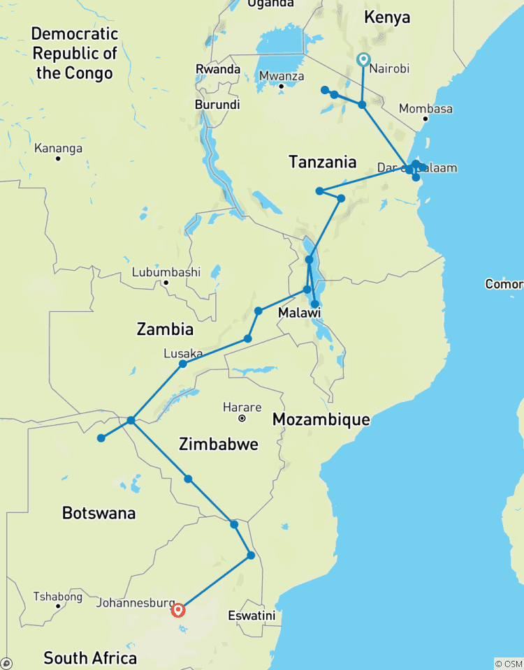 De Nairobi à Joburg par voie terrestre : Cratères et camping circuit