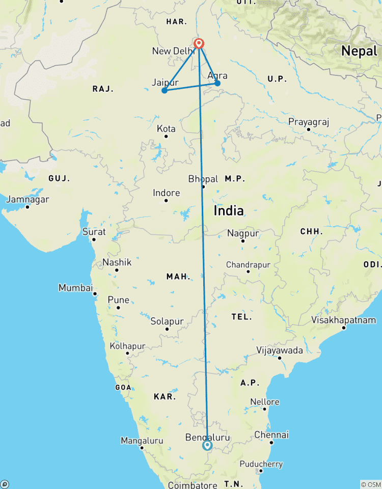 Goldenes Dreieck Privatreise ab Bangalore Rundreise