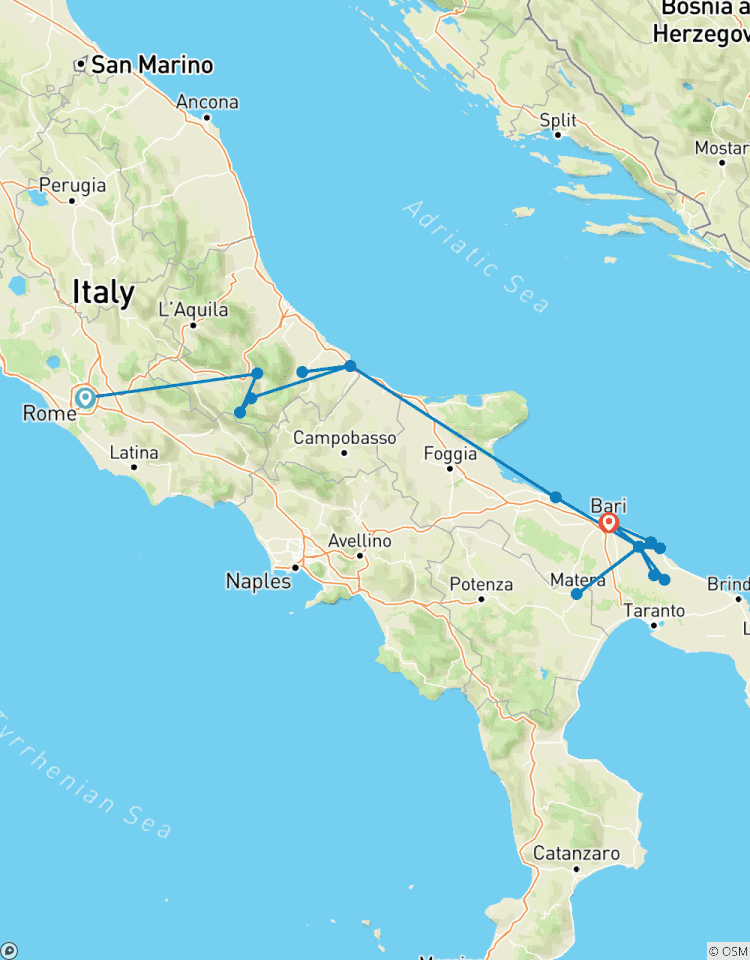 L\'expérience des Abruzzes, des Pouilles et de Matera circuit
