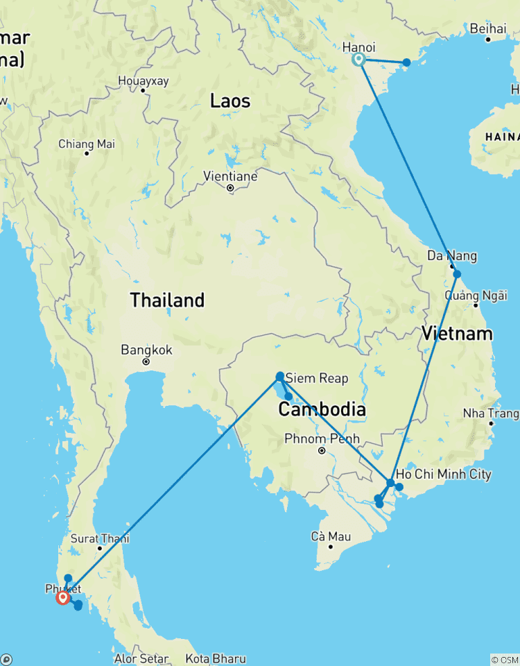 Circuito Circuito fantástico por Vietnam, Camboya y Tailandia - 16 días, incluida: la bahía de Ha-long/ Hội An/ Siem Reap/ Phuket