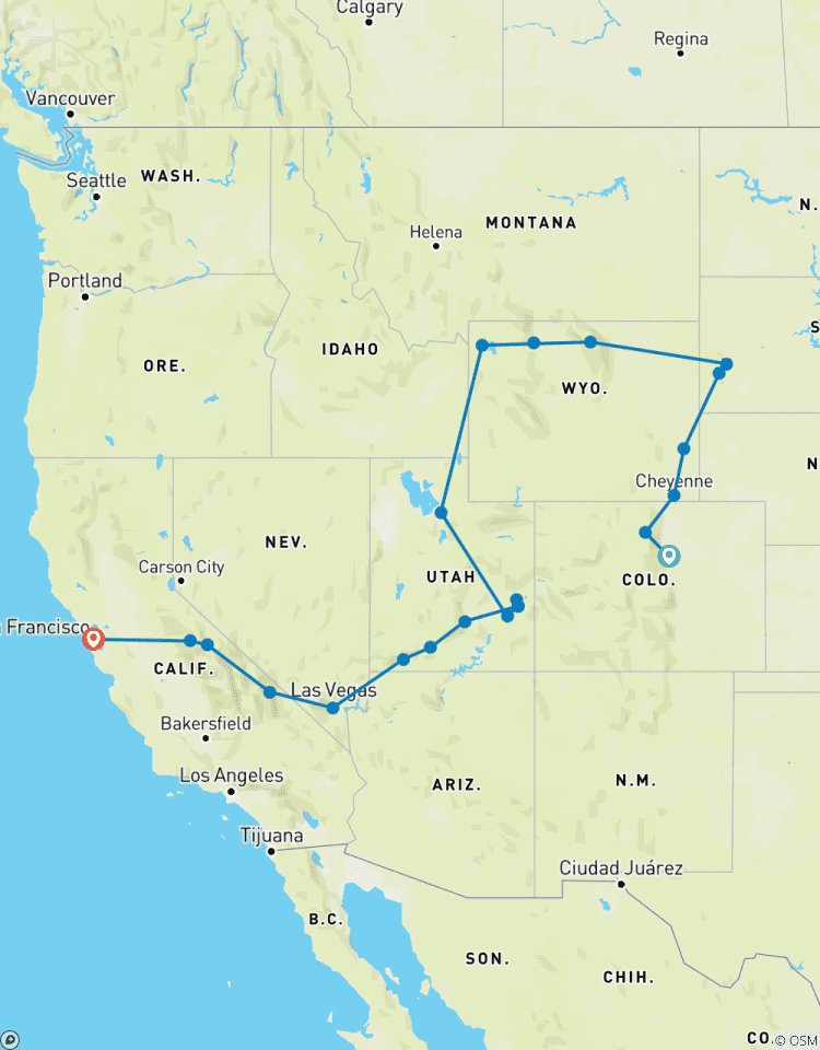 U.S. Nationalparks - Die Rocky Mountains bis San Francisco Rundreise
