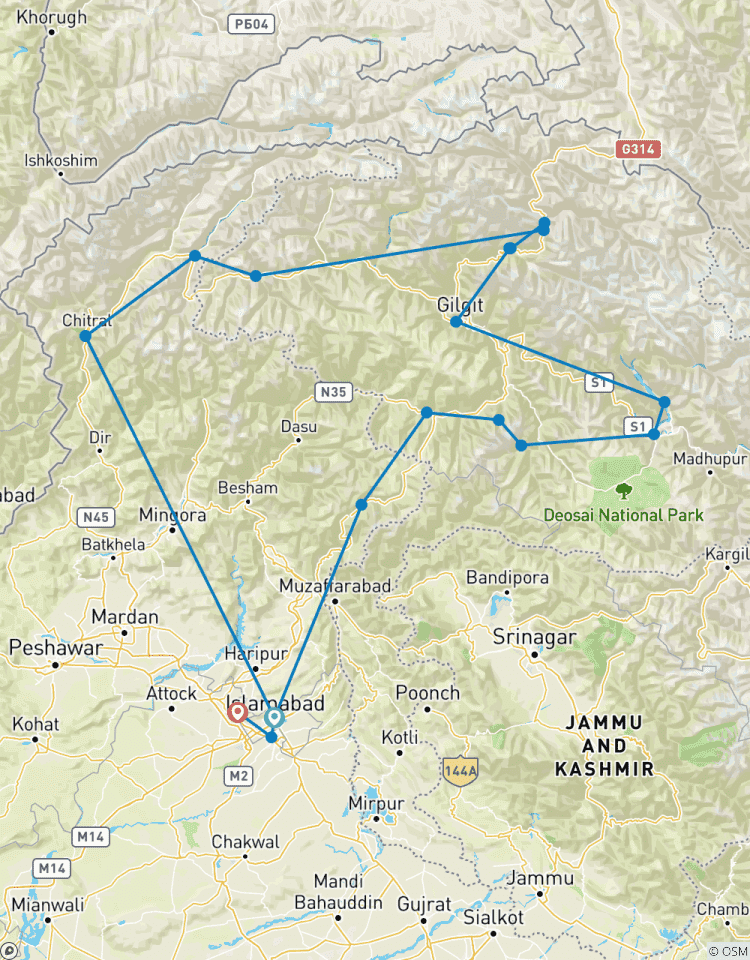 Autoroute du Karakorum et vallée de Chitral circuit