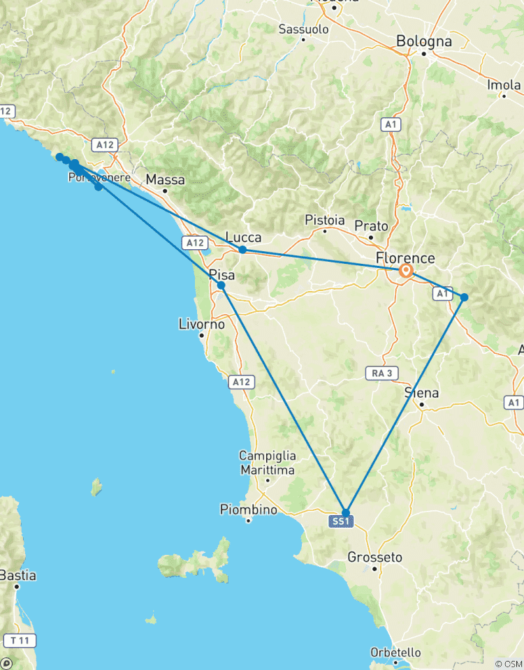 Circuito De la Toscana a Cinque Terre: Vinos, pueblos y paseos inolvidables
